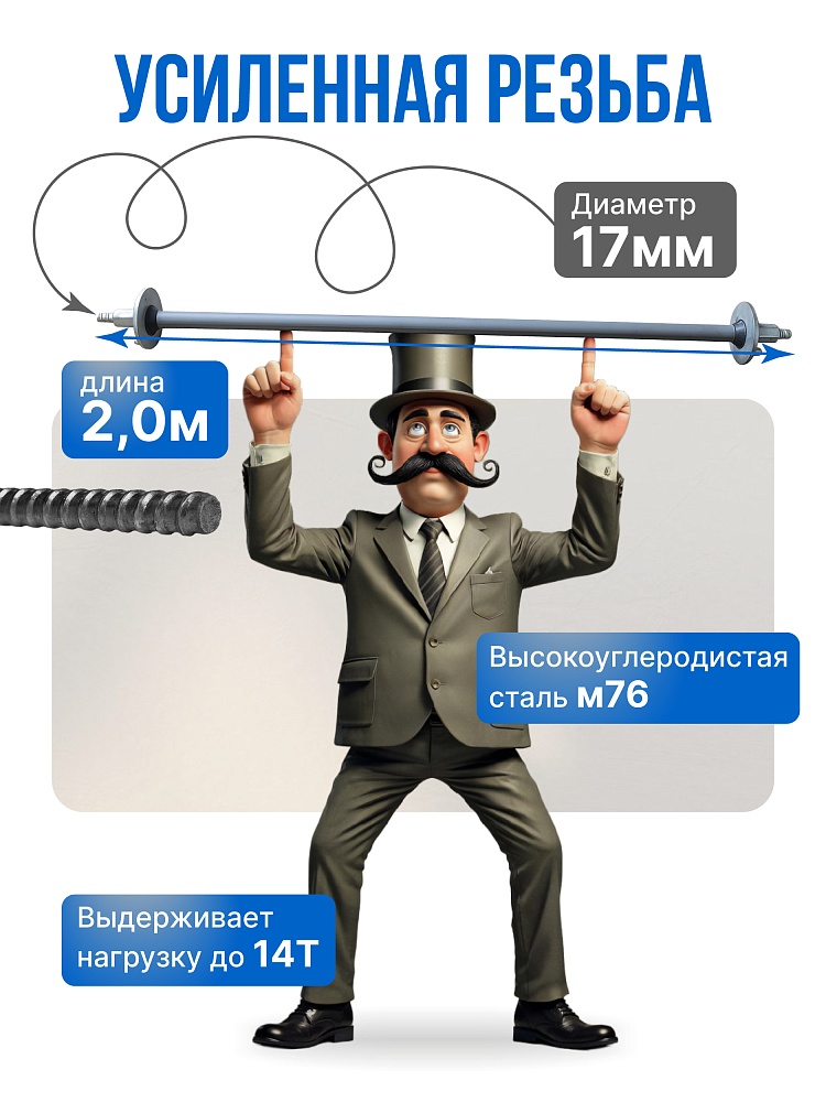 Винт стяжной для опалубки Промышленник холоднокатаный 2,0 м фото 3