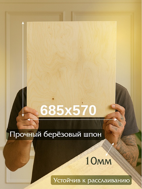Фанера Промышленник 685х570х10мм, береза, упаковка 5 шт фото 2