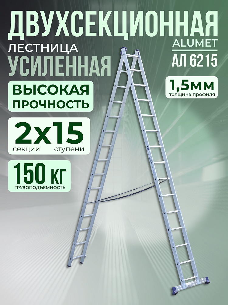 Лестница двухсекционная Alumet Ал 6215 фото 1